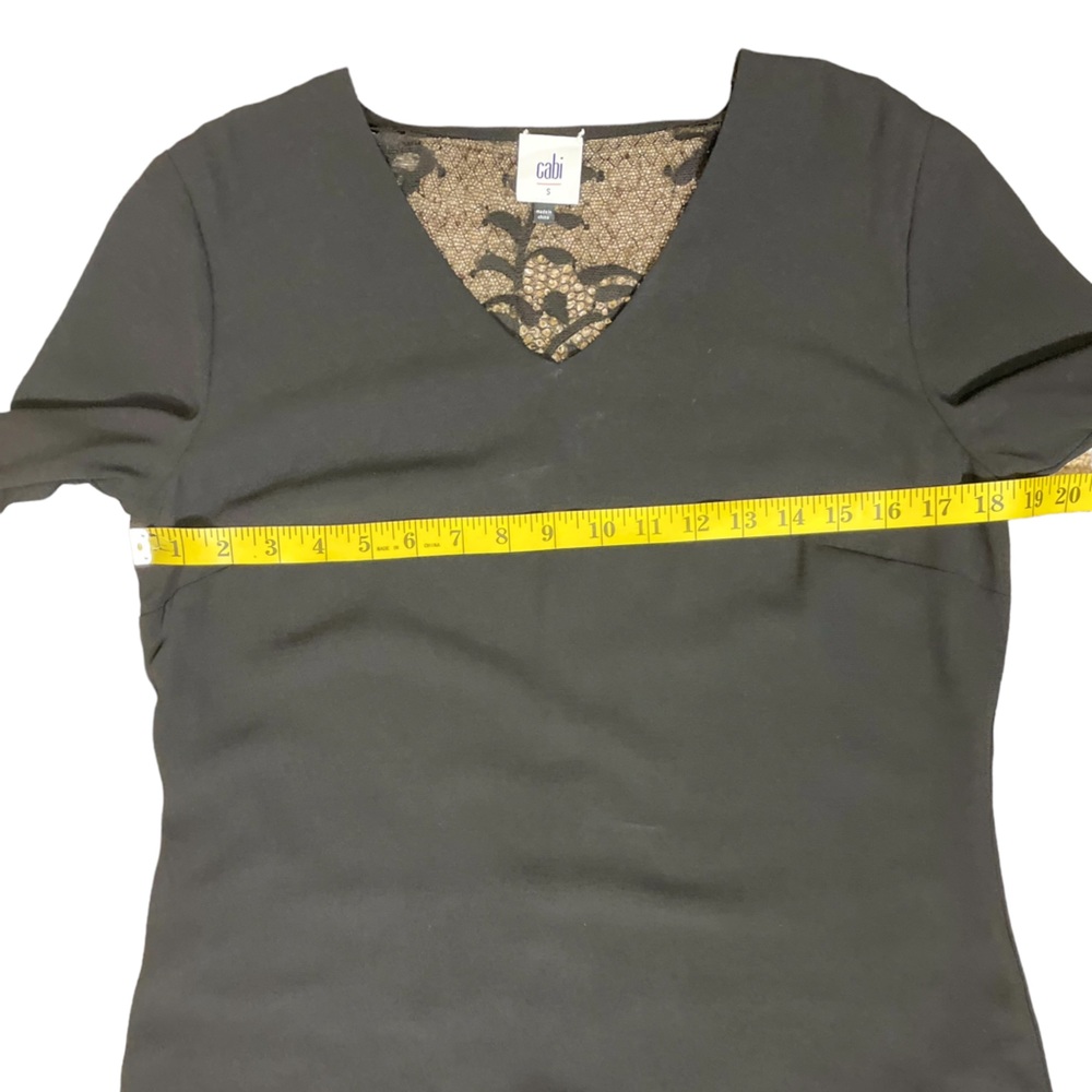 CAbi Black “Tempest” Long Sleeves Lace Back and Hem Blouse - Picture 9 of 12